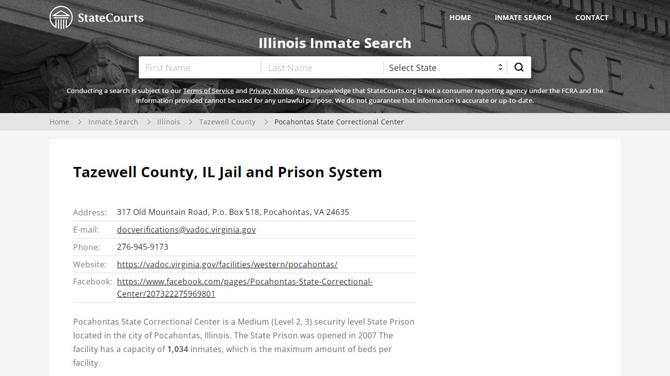 Pocahontas State Correctional Center Inmate Records Search, Illinois ...